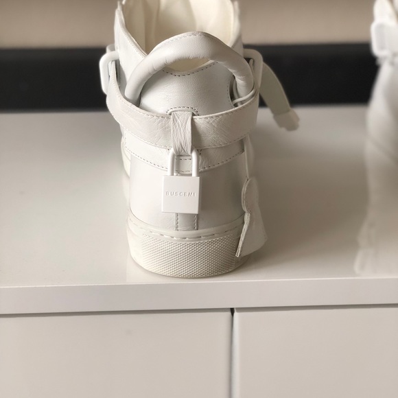 100mm White Buscemi hi tops - Picture 3 of 7